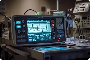 Medizinisches Überwachungsgerät mit Messkurven auf dem Display